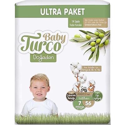 Baby Turco Doğadan Cırtlı Bebek Bezi 4lü Fırsat Paketi 7 Numara 20-30 Kg 56 Adet