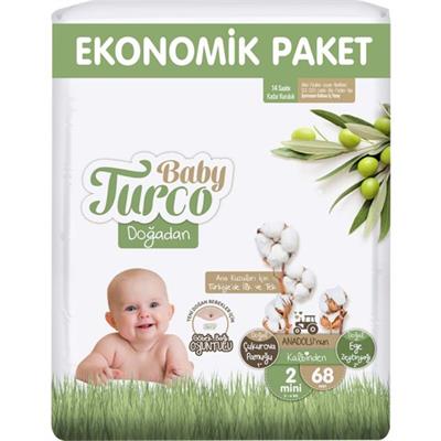Baby Turco Doğadan Hesaplı Mini 2 Beden Bebek Bezi 68 Adet