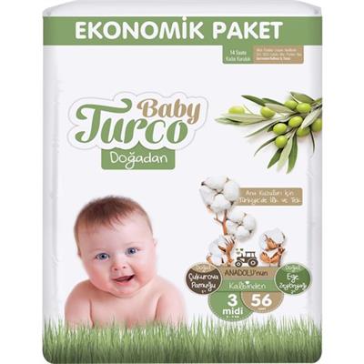 Baby Turco Hesaplı Midi 3 Beden Bebek Bezi 56lı