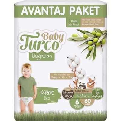 Baby Turco Külot Bebek Bezi Doğadan Beden:6 (16-25KG) Xlarge 60 Adet Avantaj Pk