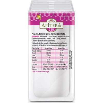 Balparmak Apitera ZEN Doğal Bal, C Vitamini, Çinko, Selenyum, Zencefil, Tarçın, Karanfil, Karabiber, Limon ve Propolis İçeren Takviye Edici 7’li Saşe