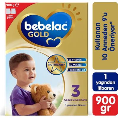 Bebelac Gold 3 Çocuk Devam Sütü 900 gr 1 Yaşından İtibaren