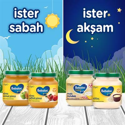 Bebelac Kavanoz Maması Elma Armut Püreli 125 gr 6-36 Ay Bebekler İçin Sağlıklı Gıda