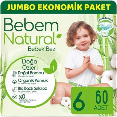 Bebem Natural Large 6 Beden (15+ kg) Jumbo Paket 60lı