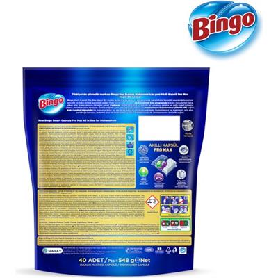Bingo Akıllı Kapsül Pro Max Bulaşık Makinesi Deterjanı Tableti 40lı
