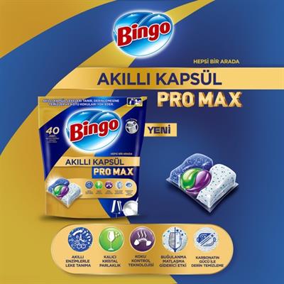 Bingo Akıllı Kapsül Pro Max Bulaşık Makinesi Deterjanı Tableti 20 Adet