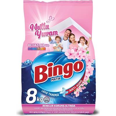 Bingo Matik 8 kg Mutlu Yuvam Renkliler ve Beyazlar Toz Çamaşır Deterjanı
