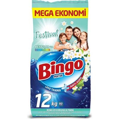 Bingo Matik Festival 12 kg Renkliler ve Beyazlar Toz Çamaşır Deterjanı