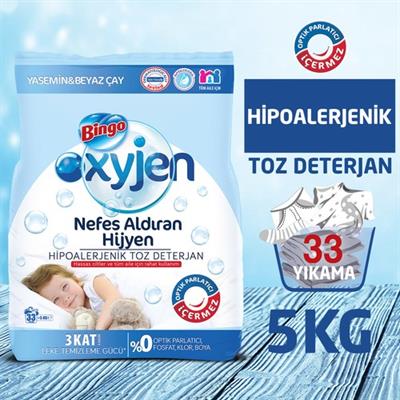 Bingo Oksijen Hipoalerjenik Toz Çamaşır Deterjanı 5 Kg