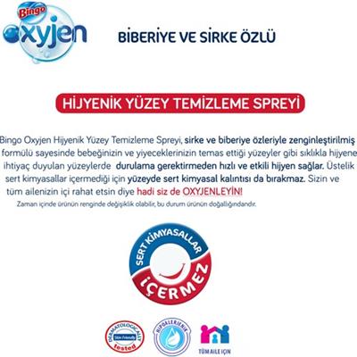 Bingo Oxyjen Hijyenik Yüzey Temizleme Spreyi 750 ml