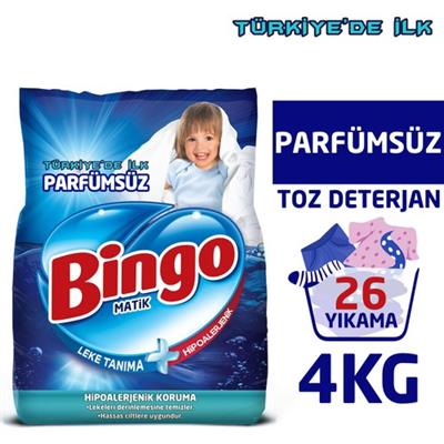 Bingo Parfümsüz Toz Çamaşır Deterjanı 4 Kg