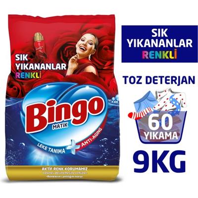 Bingo Toz Çamaşır Deterjanı Sık Yıkananlar Renkli 9 Kg