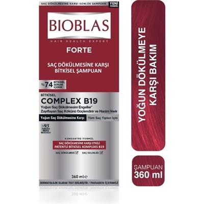 Bioblas Forte Dökülme Karşıtı Şampuan 360 ml Antialerjik Bitkisel Formül Parabensiz Tüm Saç Tipleri