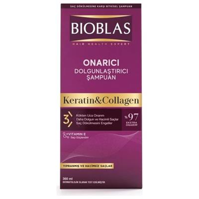 Bioblas Hacim Artırıcı Şampuan - İnce Telli Saçlar İçin Sülfatsız Kolajen ve Keratin Formülü, 360 ml, Bitkisel ve Paraben İçermez
