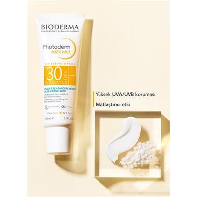 Bioderma Photoderm AKN Mat SPF30 Güneş Kremi Karma Ciltler İçin 40 ml Yağsız Formül