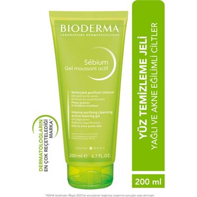 Bioderma Sebium Arındırıcı Temizleme Jeli - Yağlı ve Karma Ciltler için Sivilce Karşıtı, Salisilik Asit İçeren Bakım, 200 ml