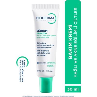 Bioderma Sebium Kerato+ Sivilce, Akne Lekesi Karşıtı AHA, BHA, Salisilik Asit İçeren Bakım Kremi 30 ml
