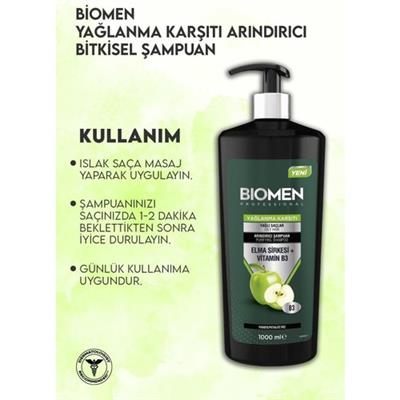 Biomen Professional Elma Sirkesi&vitamin B3 Yağlanma Karşıtı Arındırıcı Şampuan 1000 ml