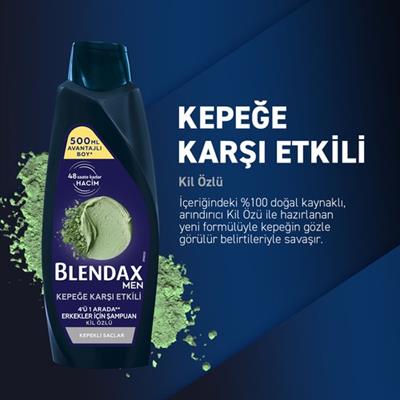 Blendax Erkekler İçin Kepeğe Karşı Etkili Kil Özlü Şampuan 500 ml Kepekli Saçlar İçin