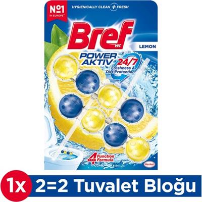 Bref WC Power Active LimonKir & Kireç Önleyici & Koku Giderici Katı 2li Klozet Temizleme Topu