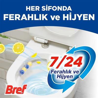 Bref WC Power Active LimonKir & Kireç Önleyici & Koku Giderici Katı 2li Klozet Temizleme Topu