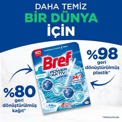Bref WC Power Active Okyanus Kir&Kireç Önleyici & Koku Giderici Katı Klozet Temizleme Topu