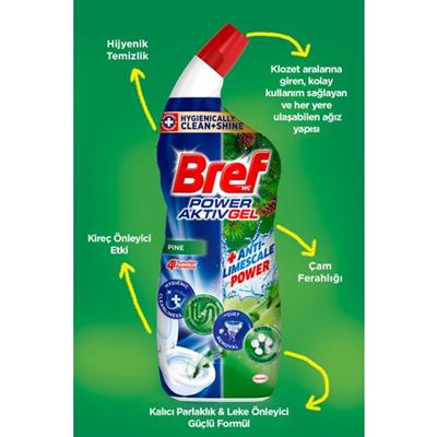 Bref WC Power Aktiv Tuvalet Temizleyici Jel Çam 750 Ml