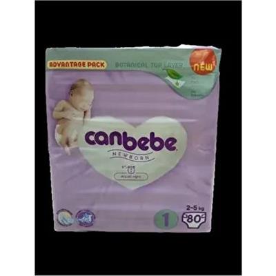 Canbebe Bebek Bezi Fırsat Paketi 1 No 2-5 kg 80 Adet Hediye Islak Pamuk Mendil ile