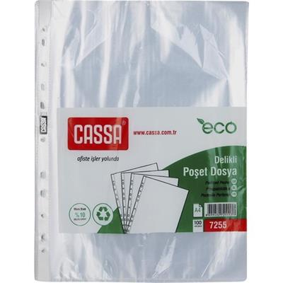 Cassa 100lü Şeffaf A4 Poşet Dosya - 30 Mikron, 60 Mikron, Beyaz Şerit, 11 Delikli, Arşivleme İçin Uygun