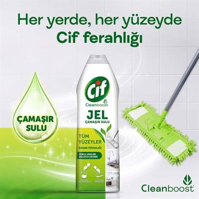 Cif Jel Yüzey Temizleyici Tüm Yüzeyler İçin Çamaşır Suyu Katkılı Bahar Ferahlığı 750 ML