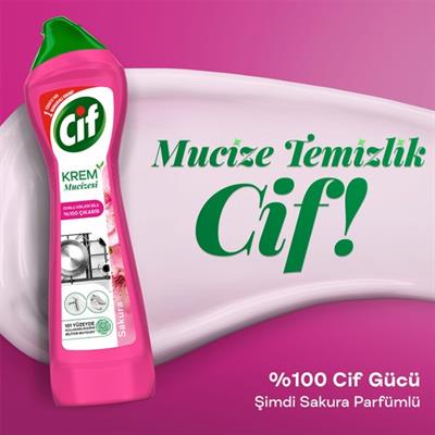 Cif Krem Mucizesi Sakura Parfümlü Yüzey Temizleyici 500 ml