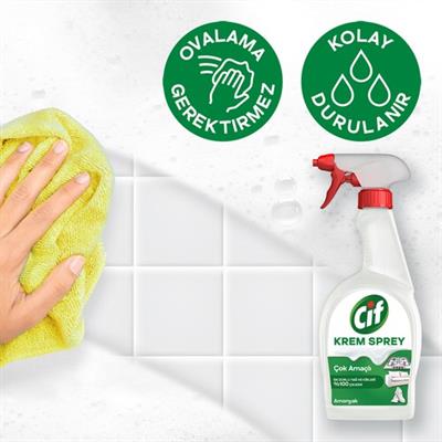 Cif Krem Sprey Amonyak Yüzey Temizleyici En Zorlu Yağ ve Kirleri %100 Çıkarır 750 ml