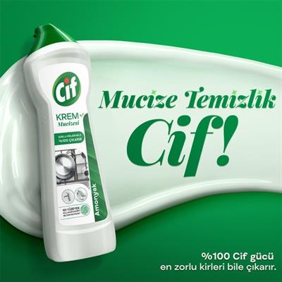 Cif Krem Yüzey Temizleyici Amonyaklı Yağ ve Kireç Sökücü Leke Çıkarıcı 750 ML