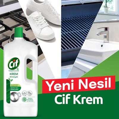 Cif Krem Yüzey Temizleyici Amonyaklı Yağ ve Kireç Sökücü Leke Çıkarıcı 1500 ML