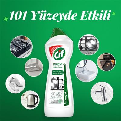 Cif Krem Yüzey Temizleyici Amonyaklı Yağ ve Kireç Sökücü Leke Çıkarıcı 750 ML