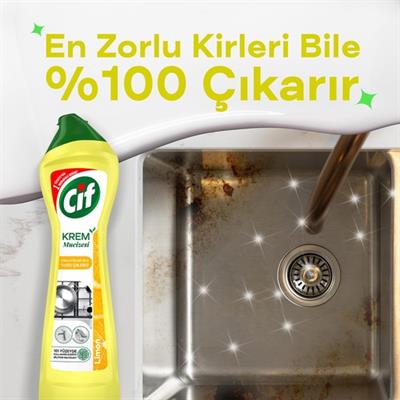 Cif Krem Yüzey Temizleyici Limon Kokulu Yağ ve Kireç Sökücü Leke Çıkarıcı 500 ML