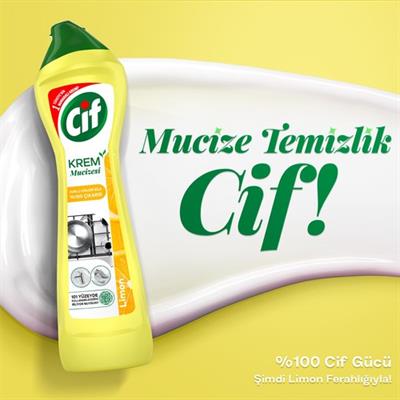 Cif Krem Yüzey Temizleyici Limon Kokulu Yağ ve Kireç Sökücü Leke Çıkarıcı 500 ML