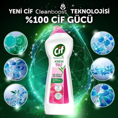 Cif Krem Yüzey Temizleyici Müge ve Frezya Yağ ve Kireç Sökücü Leke Çıkarıcı 500 ML