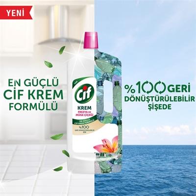 Cif Krem Yüzey Temizleyici Mutfak ve Banyo İçin Frezya ve Müge Çiçeği Kokulu 1500 ML 1 Adet