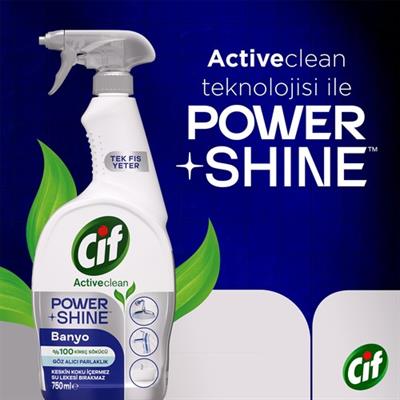 Cif Power Shine Cleanboost Sprey Temizleyici Banyo İçin Temizleyici ve Kireç Çözücü 750 ML