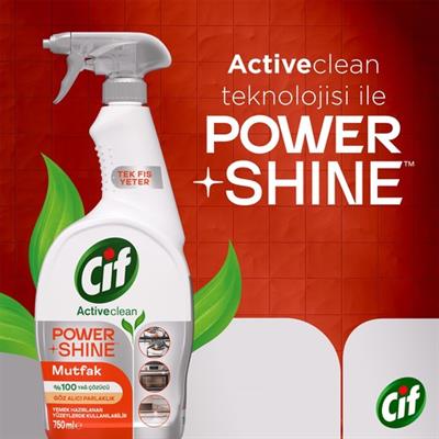 Cif Power Shine Cleanboost Sprey Temizleyici Mutfak İçin Temizleyici ve Yağ Çözücü 750 ML
