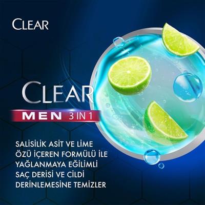 Clear Men 3ın1 Şampuan & Duş Jelı Yağlanma Karşıtı Lıme Özü 350 ml