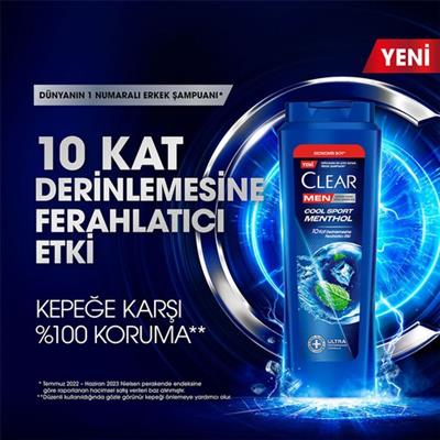 Clear Men Kepeğe Karşı Etkili Şampuan Cool Sport Menthol Ferahlatıcı Mentol Etkisi 600 ml