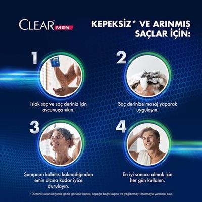 Clear Men Kepeğe Karşı Etkili Şampuan Cool Sport Menthol Ferahlatıcı Mentol Etkisi 350 ml + 185 ml