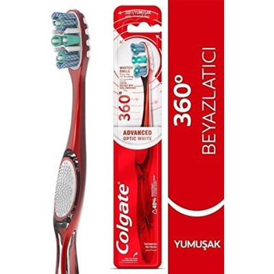 Colgate 360 Gelişmiş Optik Beyaz Yumuşak Diş Fırçası Spiral Parlatıcı Kılllarla 1 Adet