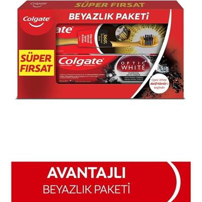 Colgate Optik Beyaz Kömür Diş Macunu 50 ml + 360 Gold Tekli Diş Fırçası
