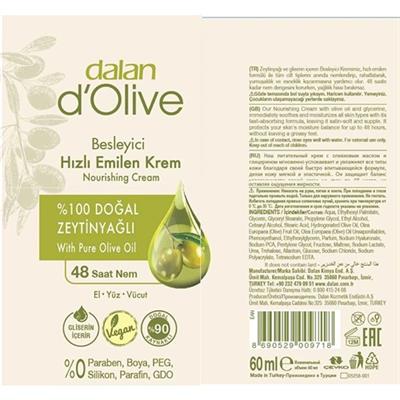Dalan Dolive Krem Tüp 60ML Besleyici Zeytin Yağlı