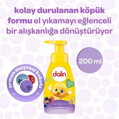 Dalin Bebek Banyo Köpük Sabunu 200 ml Orman Meyvesi Aromalı Hipoalerjenik ve Güvenli