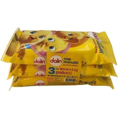 Dalin Islak Cep Mendil 15 Adet x 3 - 3 Lü Avantaj Paket