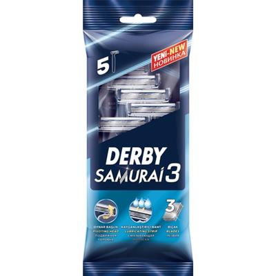 Derby Samurai 3 Tıraş Bıçağı E Vitaminli Kayganlaştırıcı Bantlı 5li Poşet